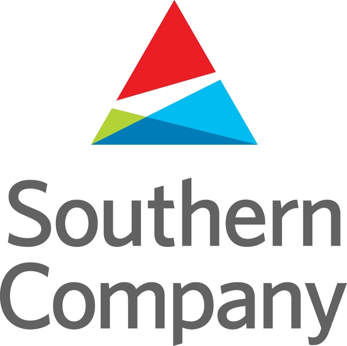 Red, green, and blue triangle logo above grey text which reads, 