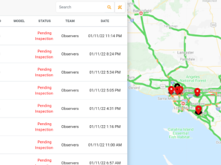 Map and chart showing detection nodes which are points that transit data back to show vehicle location to traffic management.