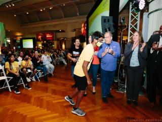 Ohio eighth grader Tarun Batchu accepts his award