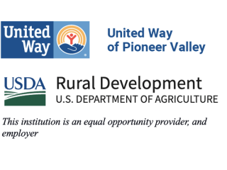 United Way of Pioneer Valley and USDA Rural Development logos.