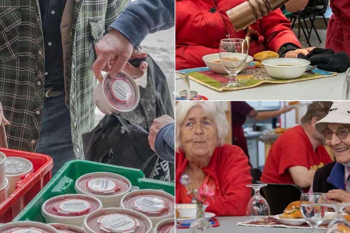 三张图片拼接 人民为一顿饭, 和其他人选择预包食品